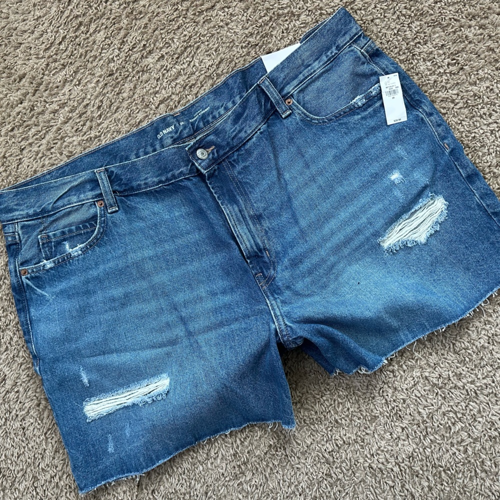 Old Navy Slouchy Straight High Rise Blue Denim Shorts
